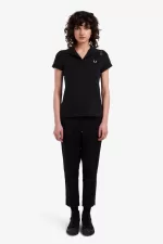 Fred Perry Open-Collar Piqué Women’s Polo Shirt Black LTIYA0913