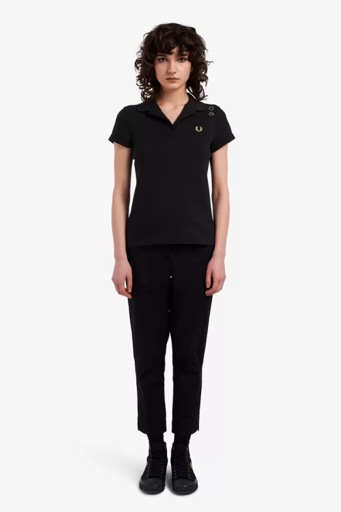 Fred Perry Open-Collar Piqué Women’s Polo Shirt Black LTIYA0913