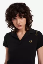 Fred Perry Open-Collar Piqué Women’s Polo Shirt Black LTIYA0913