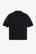 Fred Perry Open-Knit Button-Through Women’s Shirt Black TJRNG7480