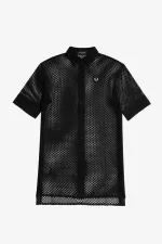 Fred Perry Open-Knit Shirt Women’s Dress Black VZNCE5038