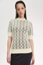 Fred Perry Open-Knit Short Sleeve Women’s Jumper Oatmeal QYETP6958