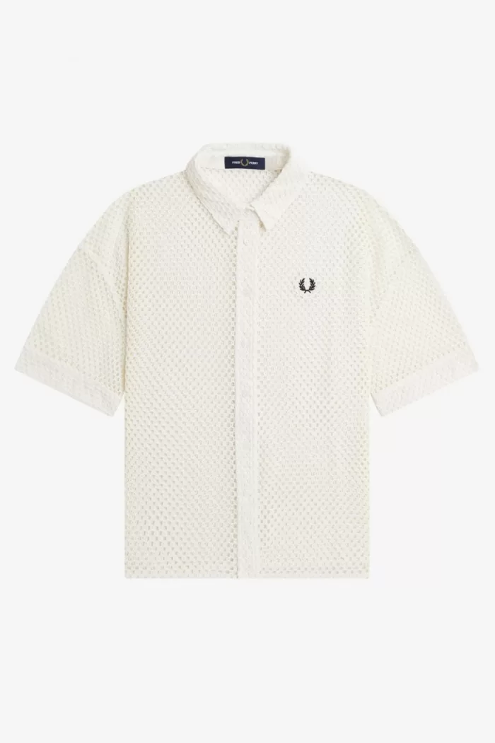 Fred Perry Open-Knit Women’s Shirt Snow White UGVMT6751