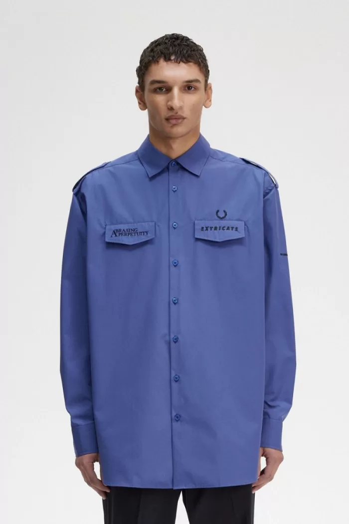 Fred Perry Oversized Utility Men’s Shirt Royal Blue OJXYW4906