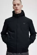 Fred Perry Padded Hooded Brentham Men’s Jackets Black Gunmetal JWNPS2461