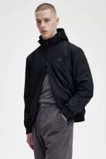 Fred Perry Padded Hooded Brentham Men’s Jackets Black Gunmetal JWNPS2461