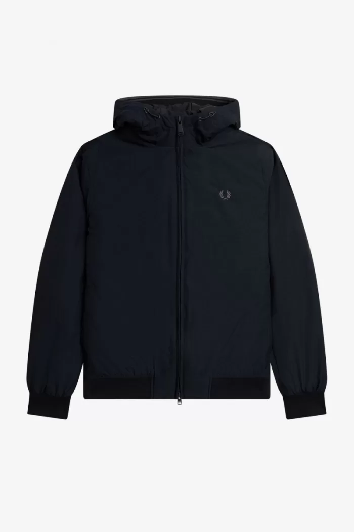 Fred Perry Padded Hooded Brentham Men’s Jackets Black Gunmetal JWNPS2461