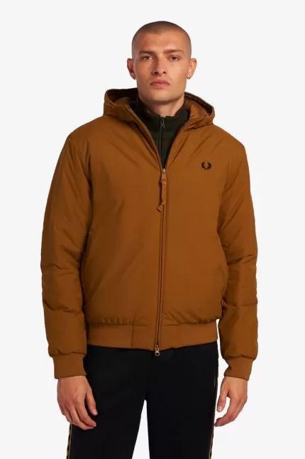 Fred Perry Padded Hooded Brentham Men’s Jackets Dark Coffee MJPNT9675