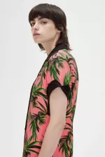 Fred Perry Palm Print Shirt Women’s Dress Coral Heat PCBAX4675