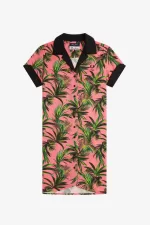 Fred Perry Palm Print Shirt Women’s Dress Coral Heat PCBAX4675