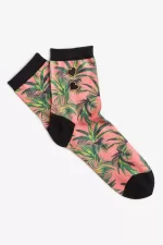 Fred Perry Palm Print Women’s Socks Coral Heat ZIFUE2731