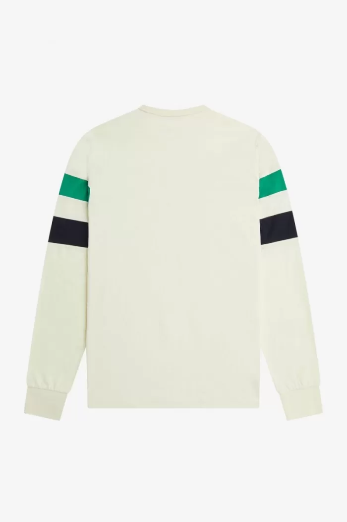 Fred Perry Panelled Sleeve Long Sleeve Men’s T-Shirt Beige JNARP1234