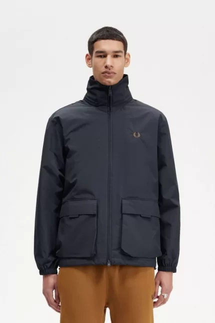 Fred Perry Patch Pocket Zip Through Men’s Jackets Navy SLMQK9238