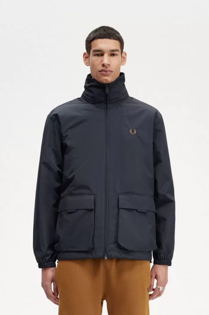 Fred Perry Patch Pocket Zip Through Men’s Jackets Navy SLMQK9238