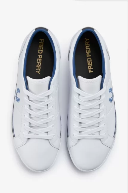 Fred Perry Perforated Baseline Men’s Tennis Shoes White Midnght Blue MOJYW4298