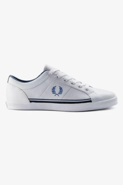 Fred Perry Perforated Baseline Men’s Tennis Shoes White Midnght Blue MOJYW4298