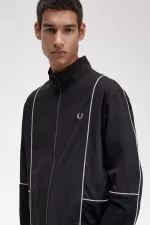 Fred Perry Piped Shell Men’s Jackets Black CBQUV6194