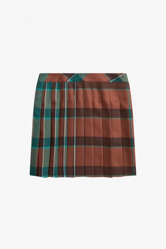 Fred Perry Pleated Tartan Women’s Skirts Whisky Brown KTQNP6208