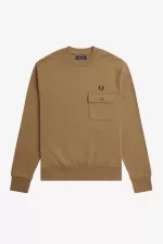 Fred Perry Pocket Detail Crew Neck Men’s Sweatshirts Brown JBLYK6429