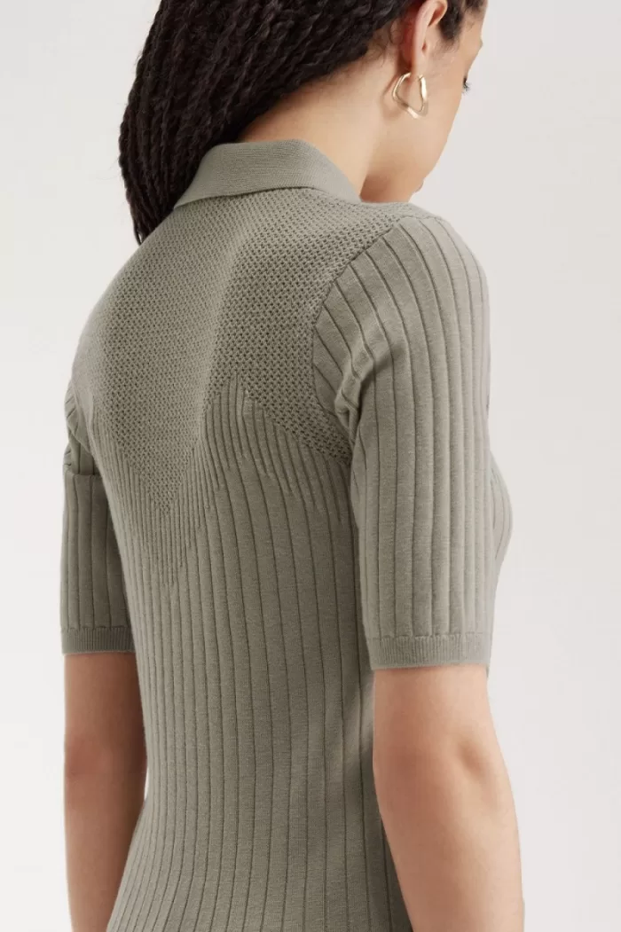 Fred Perry Pointelle Detail Knitted Women’s Shirt Warm Grey NYRAM0125