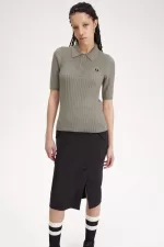 Fred Perry Pointelle Detail Knitted Women’s Shirt Warm Grey NYRAM0125