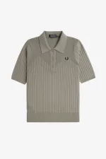 Fred Perry Pointelle Detail Knitted Women’s Shirt Warm Grey NYRAM0125