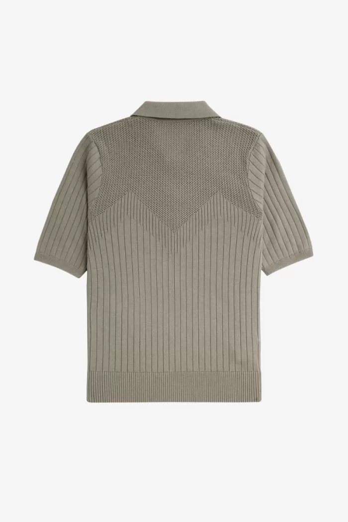 Fred Perry Pointelle Detail Knitted Women’s Shirt Warm Grey NYRAM0125