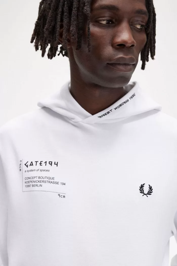 Fred Perry Printed Hooded Sweat Men’s Shirt White BWFHS8035