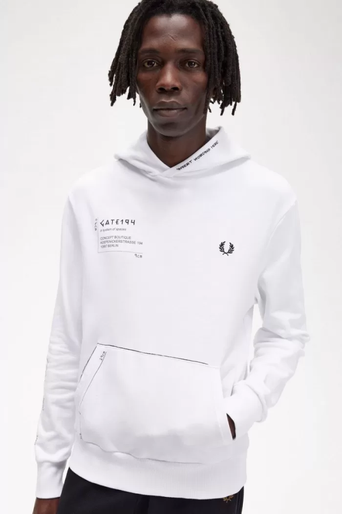 Fred Perry Printed Hooded Sweat Men’s Shirt White BWFHS8035