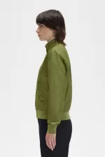 Fred Perry Printed Lining Zip-Through Women’s Jackets Parka Green ZFINV5279