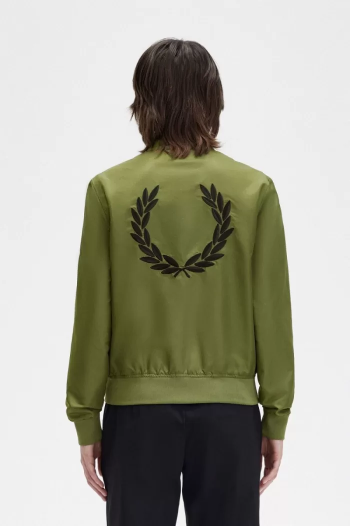 Fred Perry Printed Lining Zip-Through Women’s Jackets Parka Green ZFINV5279