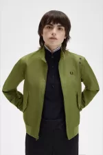 Fred Perry Printed Lining Zip-Through Women’s Jackets Parka Green ZFINV5279