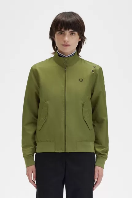 Fred Perry Printed Lining Zip-Through Women’s Jackets Parka Green ZFINV5279