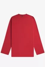 Fred Perry Printed Long Sleeve Men’s T-Shirt Red QKNJW0578