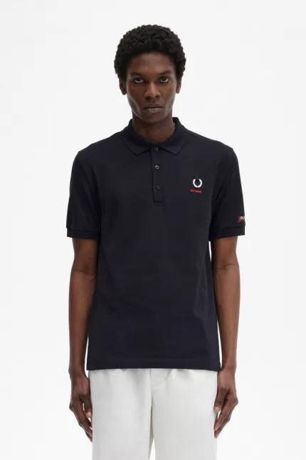 Fred Perry Printed Sleeve Men’s Polo Shirt Black HTPFQ8601