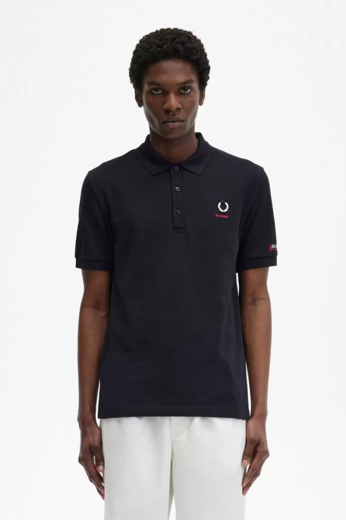 Fred Perry Printed Sleeve Men’s Polo Shirt Black HTPFQ8601