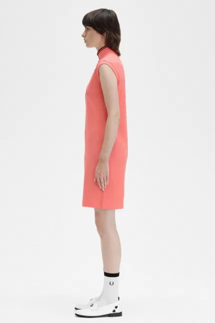 Fred Perry Printed Trim Piqué Women’s Dress Coral Heat AVOGY0182