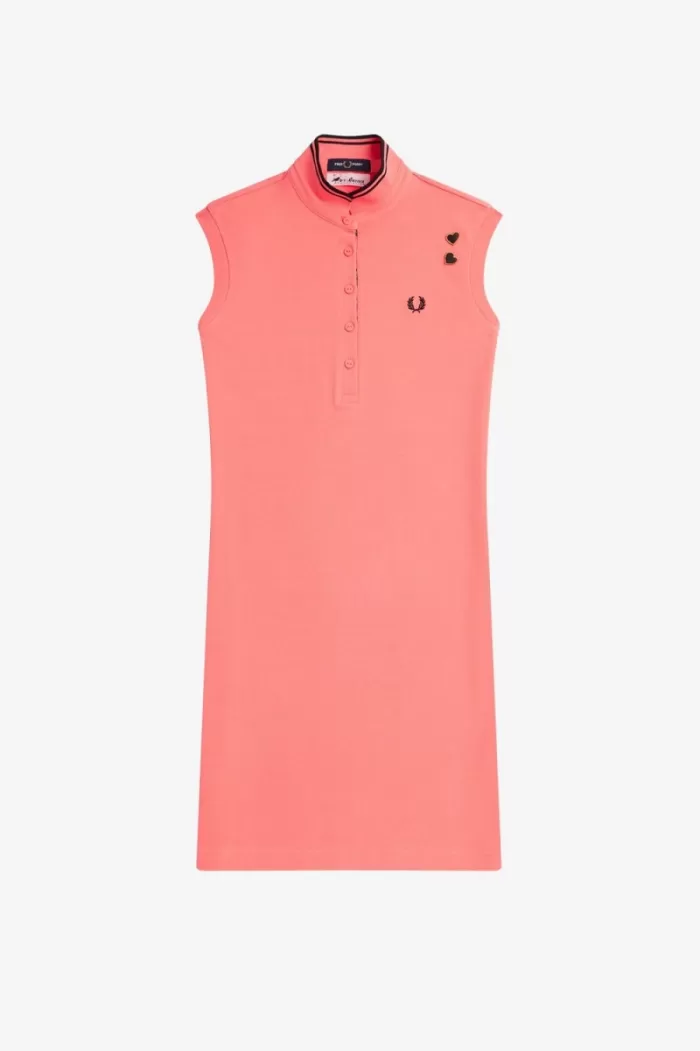 Fred Perry Printed Trim Piqué Women’s Dress Coral Heat AVOGY0182