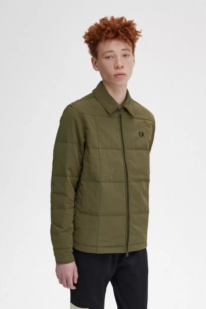 Fred Perry Quilted Men’s Shirt Uniform Green WNQSI7394