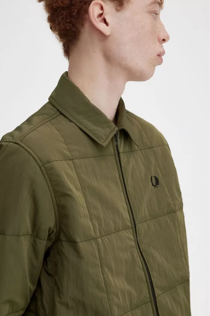 Fred Perry Quilted Men’s Shirt Uniform Green WNQSI7394