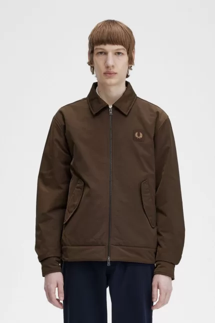 Fred Perry Quilted Zip Through Men’s Jackets Burnt Tobacco VXFWZ0147