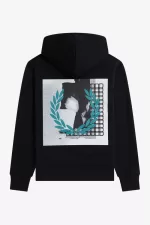 Fred Perry Rave Graphic Hooded Men’s Sweatshirts Black QIJOY1745