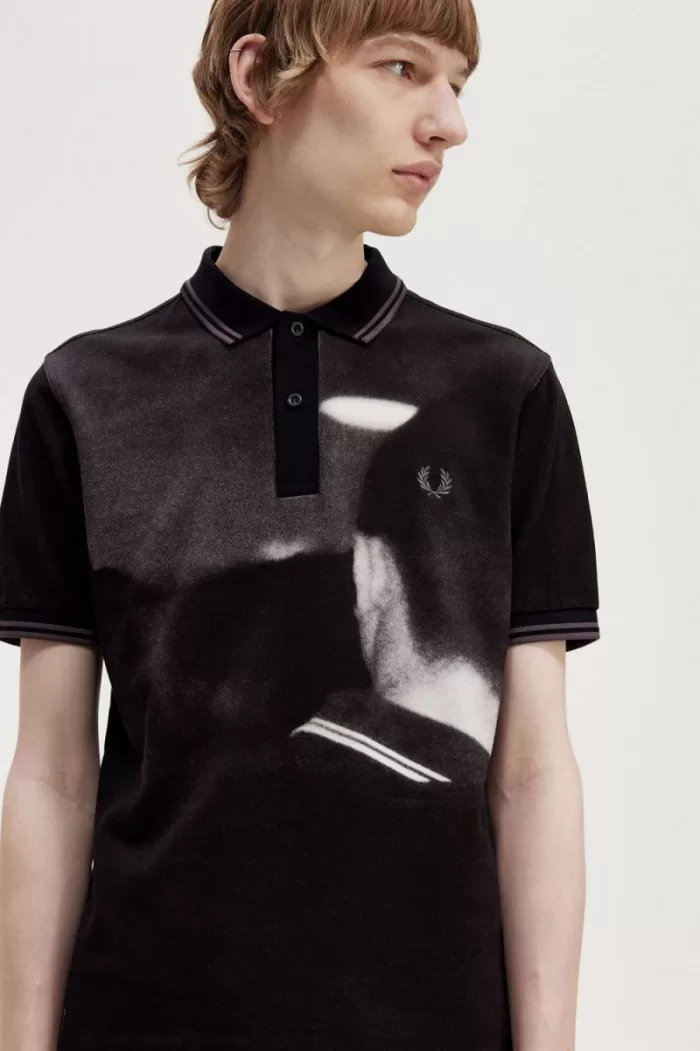 Fred Perry Rave Graphic Men’s Polo Shirt Black QZXDC2731