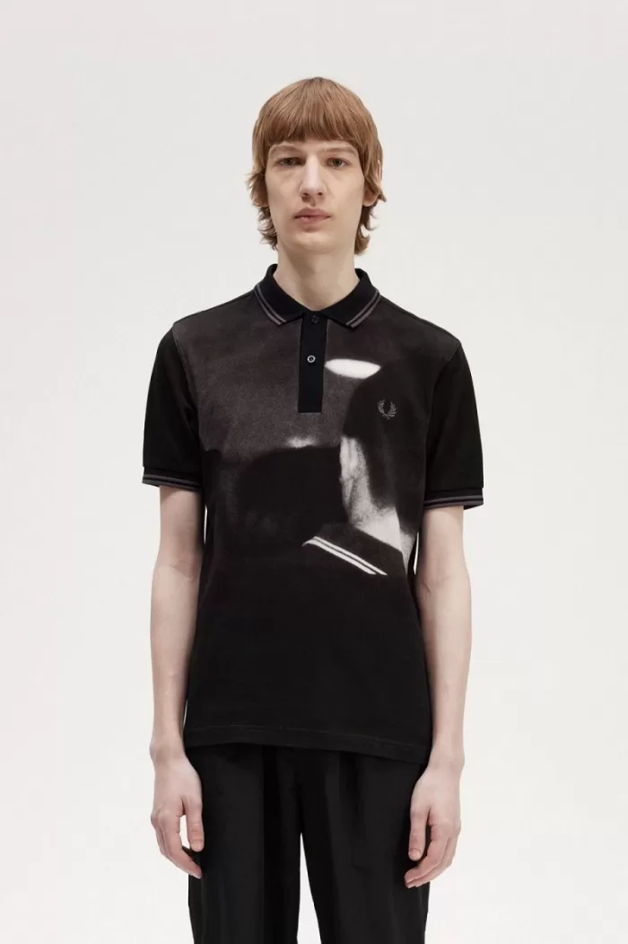 Fred Perry Rave Graphic Men’s Polo Shirt Black QZXDC2731