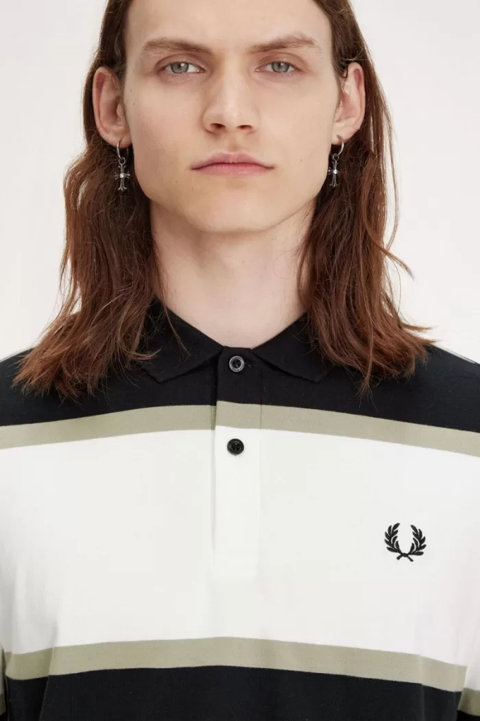 Fred Perry Relaxed Stripe Men’s Polo Shirt Snow White BFGHY9528