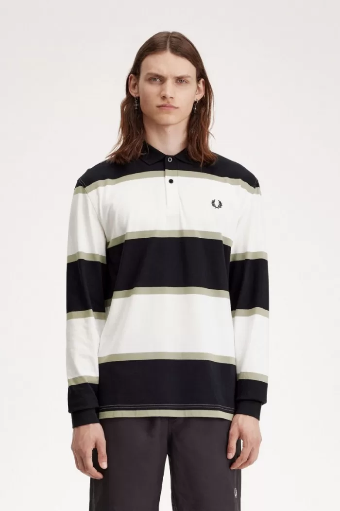 Fred Perry Relaxed Stripe Men’s Polo Shirt Snow White BFGHY9528