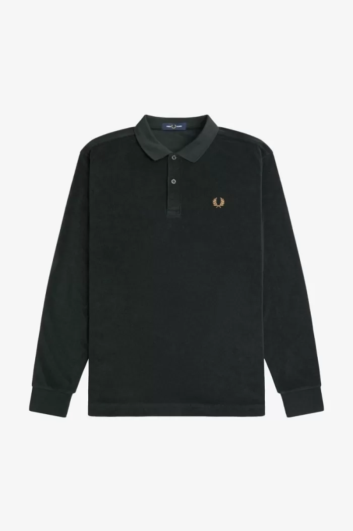 Fred Perry Relaxed Towelling Men’s Polo Shirt Night Green ZBACQ2693