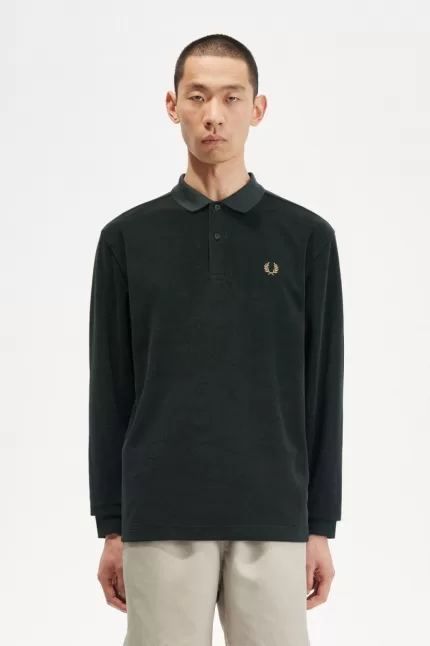 Fred Perry Relaxed Towelling Men’s Polo Shirt Night Green ZBACQ2693