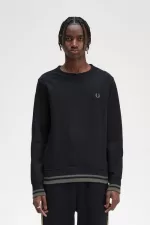 Fred Perry Rib Detail Men’s Sweatshirts Black GSXJQ1362