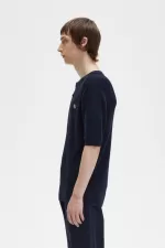 Fred Perry Ribbed Knitted Men’s Shirt Navy KZTRW2435